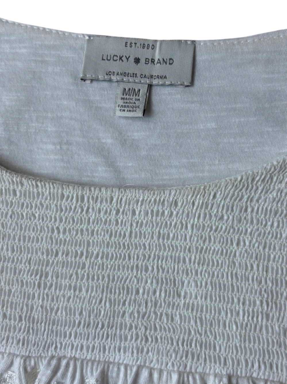 Lucky Brand Off-White Smocked Tank